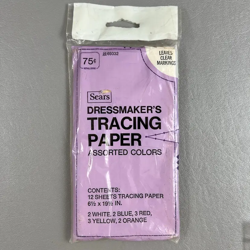 Vintage NOS Sears Dressmakers Tracing Paper 12 Sheets Assorted Colors Sewing Crafts
