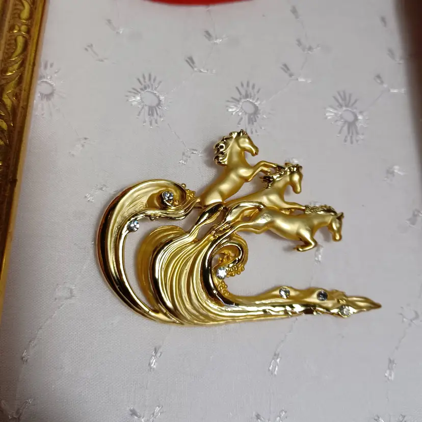 AJC "Horses Galloping on the Waves" brooch