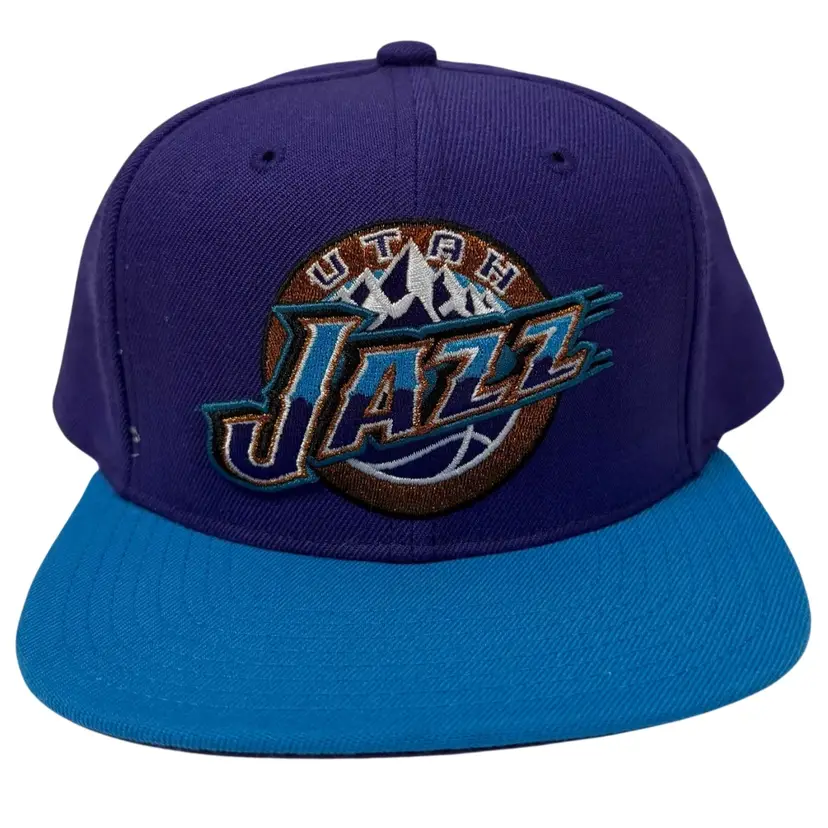 Utah Jazz NBA Retro Logo Purple & Turquoise Flat Brim Hardwood Classics Snapback
