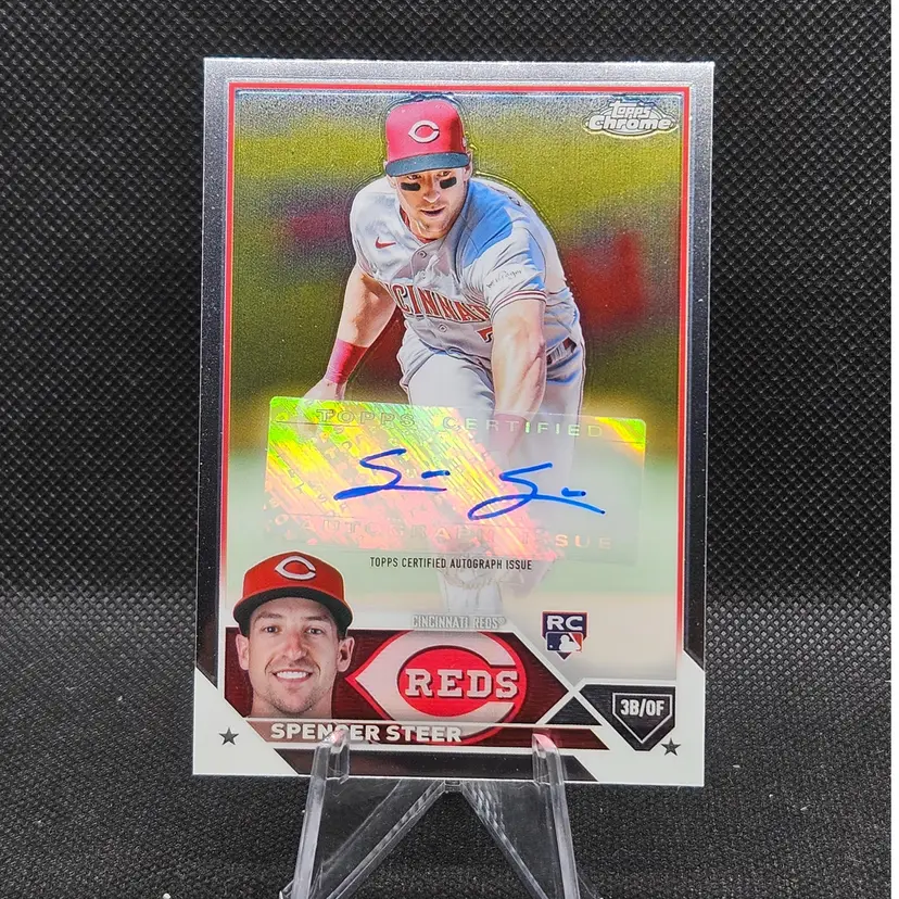2023 Topps Chrome Update #AC-SS Spencer Steer Reds RC AUTO