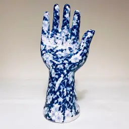 Blue & White Floral Porcelain Chinoiserie Hand Ring Bracelet Holder Vintage MCM