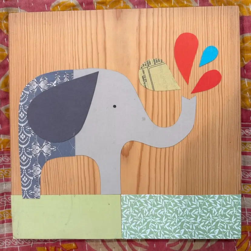 Made By Me! Elephant Collage Wood Wall Art
