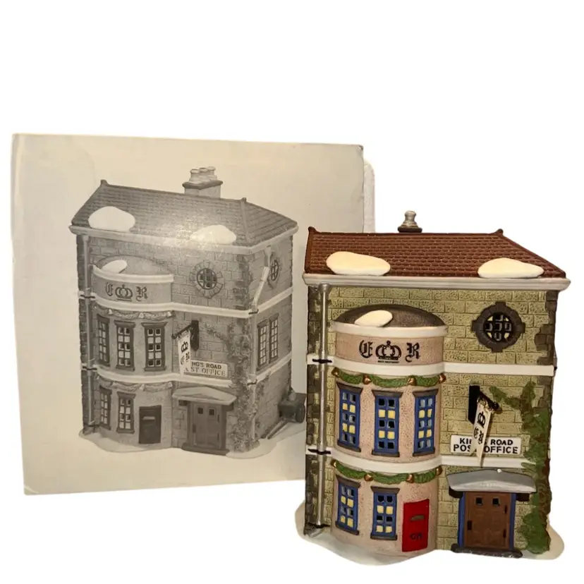 1992 Dept 56 Dickens Village Series “Kings Road Post Office” Porcelain House - Needs Light Cord