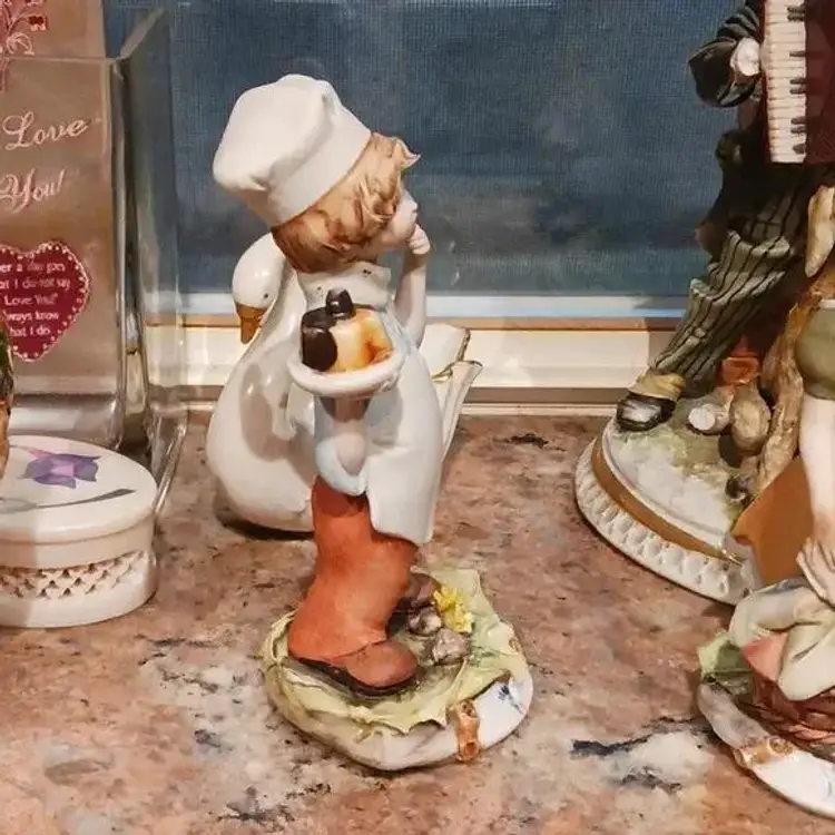 Vintage Capodimonte G Pezzato Italian Porcelain Figurine "Child Baker".