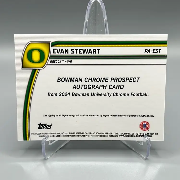2024 Bowman U Football Evan Stewart Auto #PA-EST Oregon Ducks