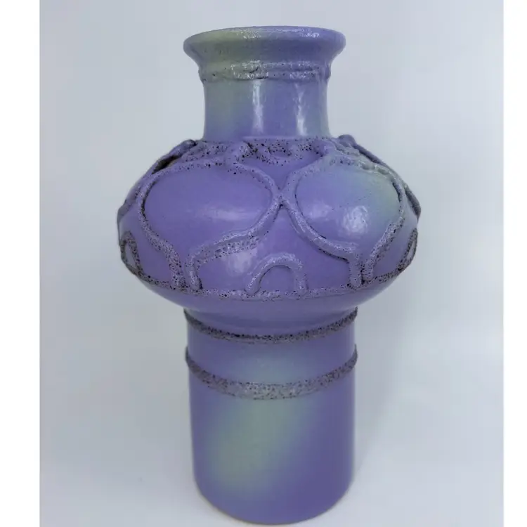 01 Rare MCM VEB Haldensleben GDR Lavender Lava Vase #3094 - East Germany 8.5”