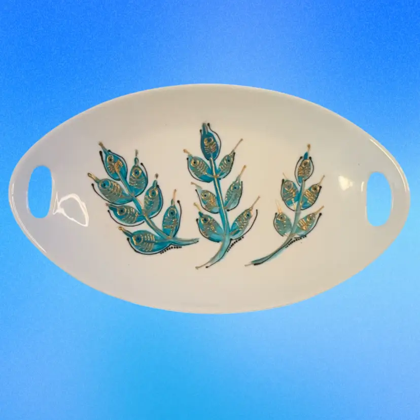 Hand painted 15” Cordon Bleu Platter 9” Deep 2” Rise