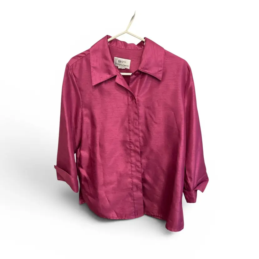 Bright Pink Button Down Damon & Drapers Blouse - Size Petite Medium