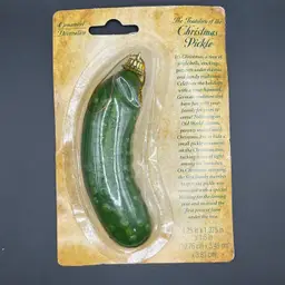 Christmas Pickle Ornament Tradition Glass Look Greenbrier Holiday NIP 4.25”
