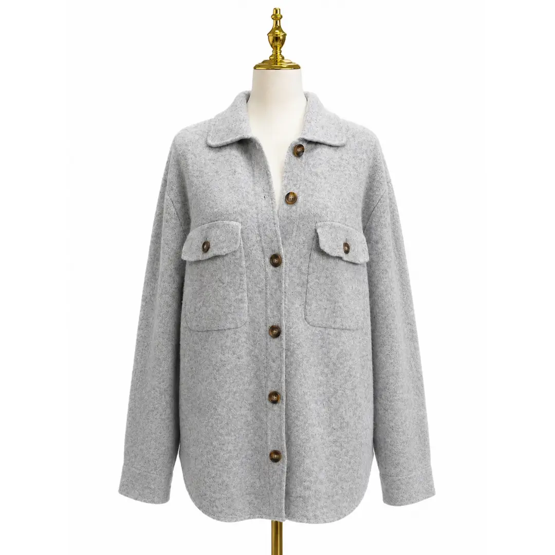 White + Warren Cashmere Grey Shacket Sz XS