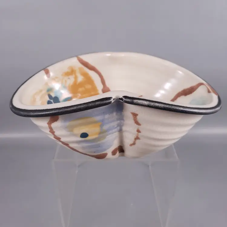 Vintage SIGNED KHB Studio Art Pottery Hand Formed Abstract Buttocks DISH BOWL