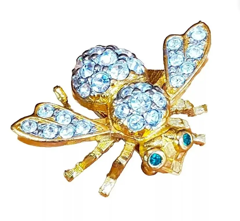 Adorable JOAN RIVERS Signed Crystal Clear Swarovski Crystals Bee Pin Rare Vintage