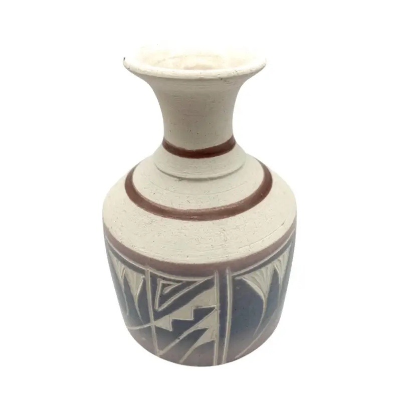 BIN - TC Gonza Signed Mexican Folk Art Pottery Bud Vase Southwestern 4”