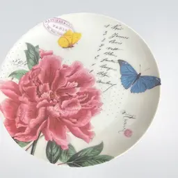 Fringe Pink Flower And Butterflies Dish