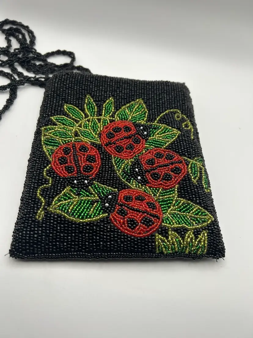 Ermo Beaded Purse With Ladybugs - VTG
