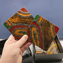 Set of 6 lacquered coasters