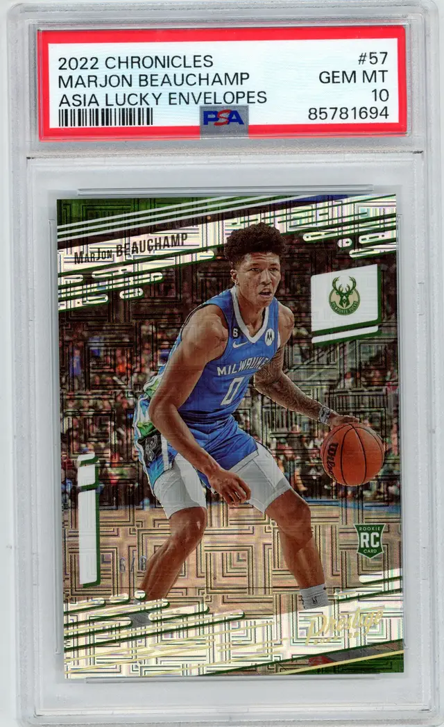 2022 Chronicles MARJON BEAUCHAMP RC Rookie /8 Asia Lucky Envelopes SSP #57 BUCKS PSA 10 GEM MT
