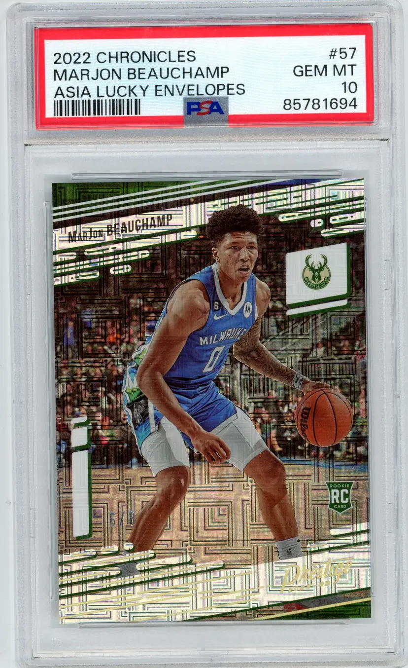 2022 Chronicles MARJON BEAUCHAMP RC Rookie /8 Asia Lucky Envelopes SSP #57 BUCKS PSA 10 GEM MT