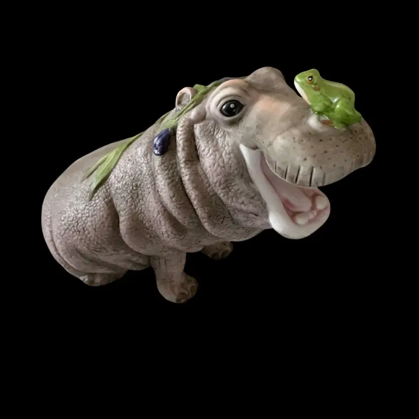 1987 Franklin Mint Hippo “Along For The Ride” By Susan C Eaton 4” x 6”