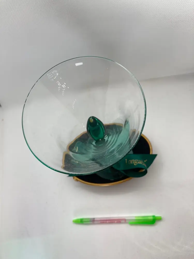 #01 Florian Verde Crystal Martini Glasses Luigi Bormioli Green Petal Stem