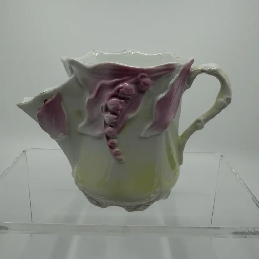 Vintage Lily of the Valley Pink Lusterware Mustache/scuttle Mug Embossed Gold Trim