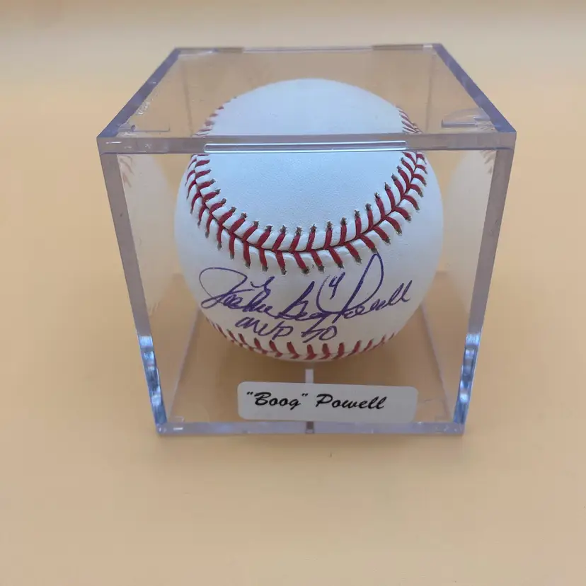 Boog Powell MVP 70 Autographed Rawlings Major League Baseball w/ Case