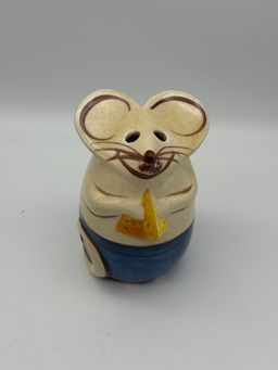 Vintage 1980s Laurie Gates Hand Painted Mouse Shaped Parmesan Cheese Shaker