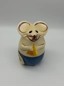 Vintage 1980s Laurie Gates Hand Painted Mouse Shaped Parmesan Cheese Shaker