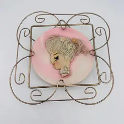 Vintage Kitschy Groovy Girl Plate Wall Decor 6.25”