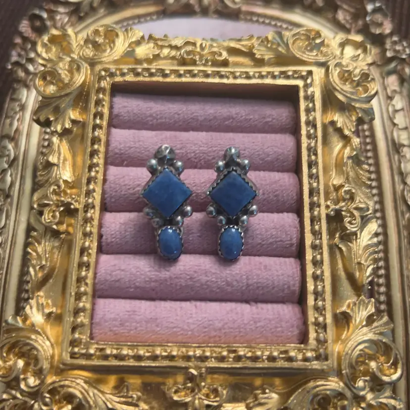 Vintage Sterling Silver & Lapis Clip-on Earrings