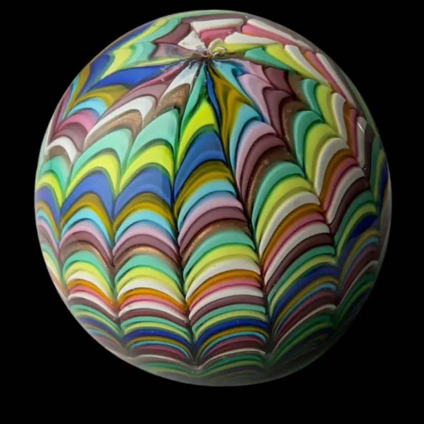 #06 Murano Fratelli Toso Rainbow Ribbon Design 2.75”T X 2.75” W