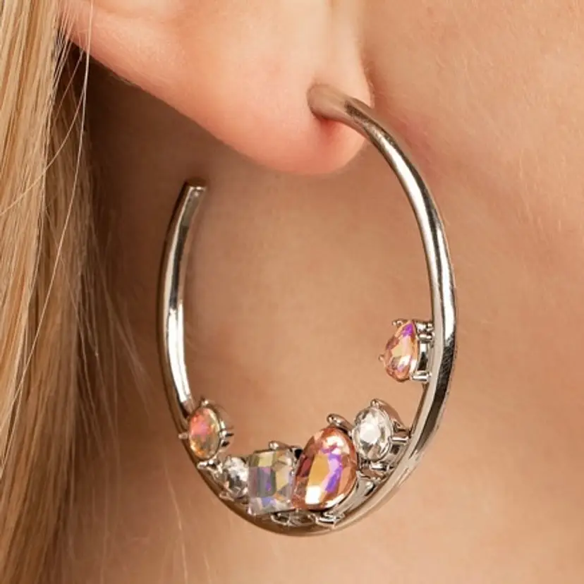 Iridescent Gemstone Hoop Earrings