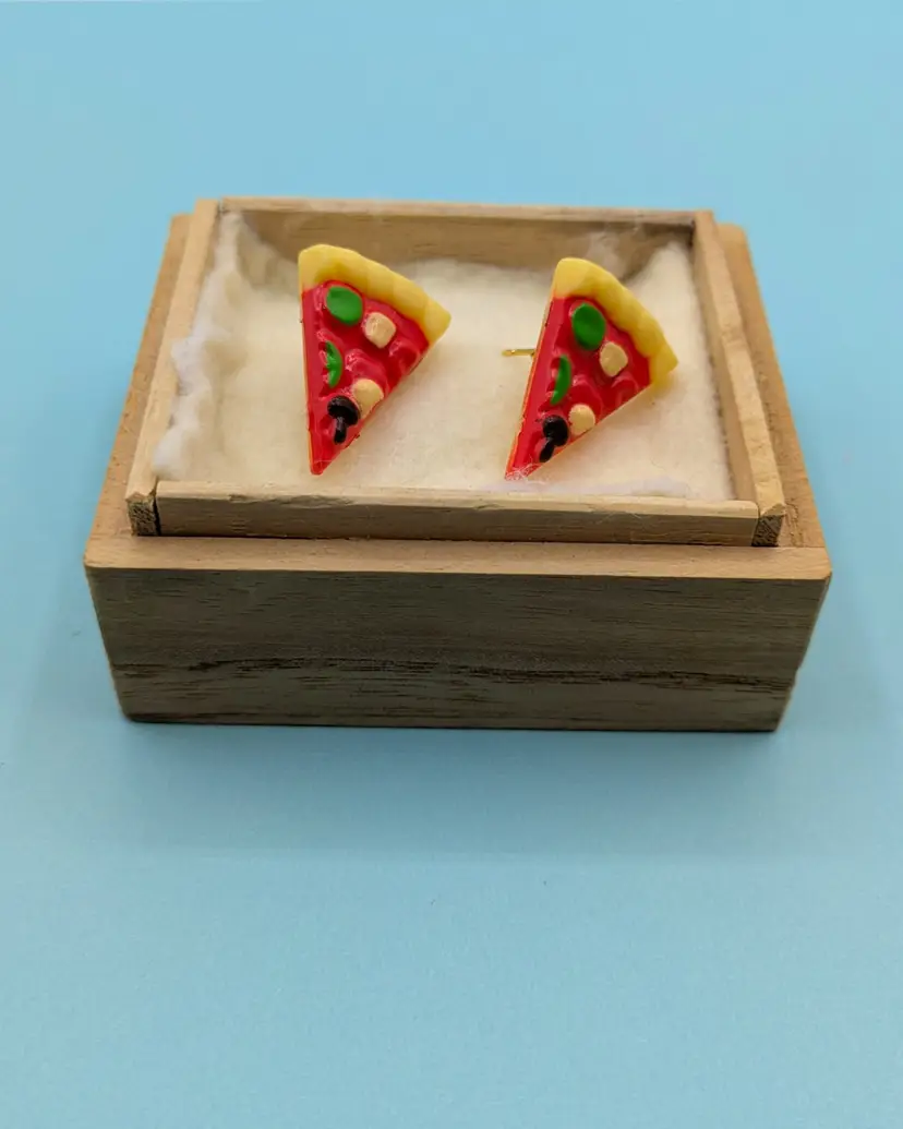 Large Pizza Slice Toy Stud Earrings