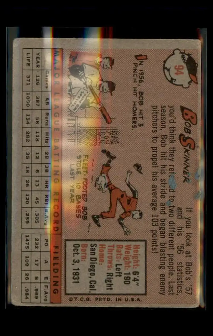 1958 Topps #94 Bob Skinner - (pk4) - Pittsburgh Pirates