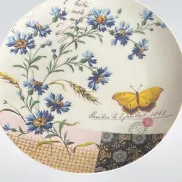 Fringe Blue Flowers And Yellow Butterfly