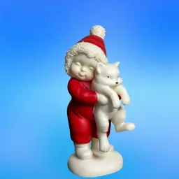 Snowbabies Figurine Babies On The Farm “Totally Huggable”  W/Box  & Tag  Bisque Porcelain White & Red 2002 Department 56
4-1/2” T x 1-3/4” L x 1-3/4” W