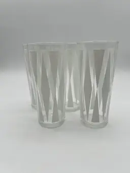 Set Of 4 Vintage Frosted Tom Collin’s Bar Glasses