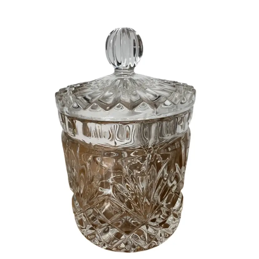 Vintage Clear Glass  Candy Jar With Lid 6” Tall