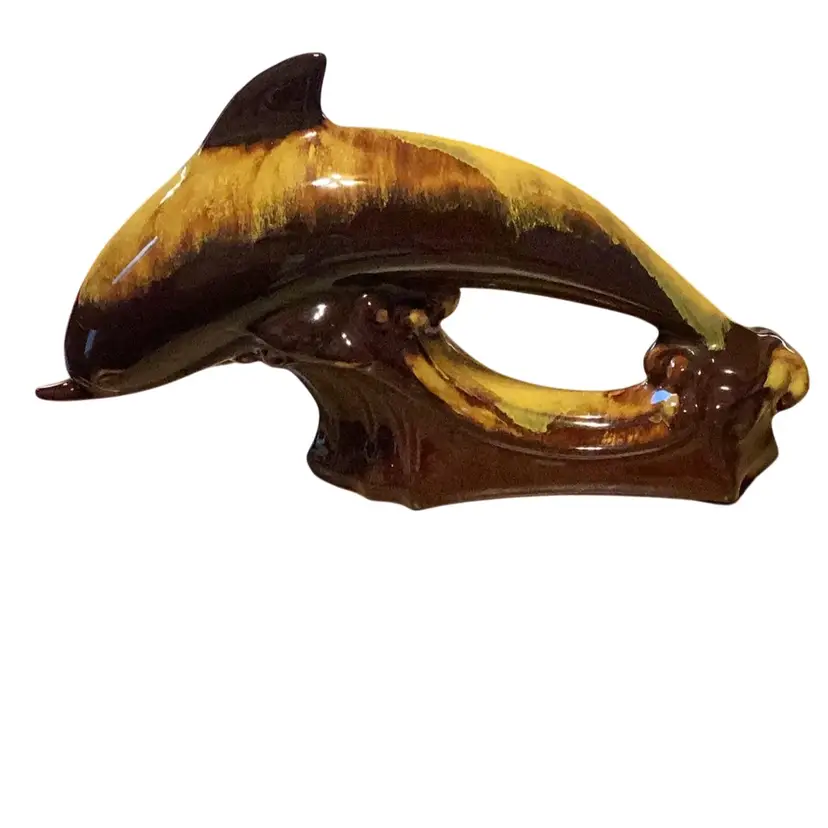 Golden Harvest Blue Mtn. Pottery Dolphin 12.5” L X 7.5”T Has Small Chip On  Tip Beak