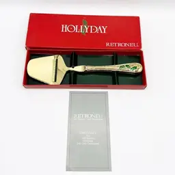 Retroneu Holly Berry Cheese Slicer 24K Gold Electroplate Server Hollyday Japan