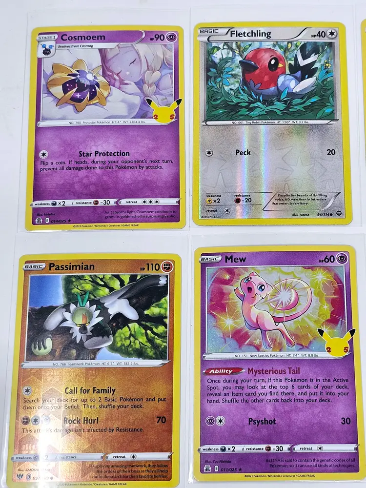 Pokémon Card Lot of 8 Holos Fletchling Wimpod Mew Kyogre Cosmog Ho-Oh Passimian