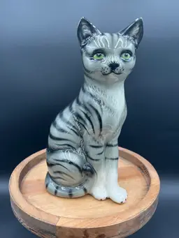 Large Collectible Goebel Grey Tabby Cat Porcelain Figurine