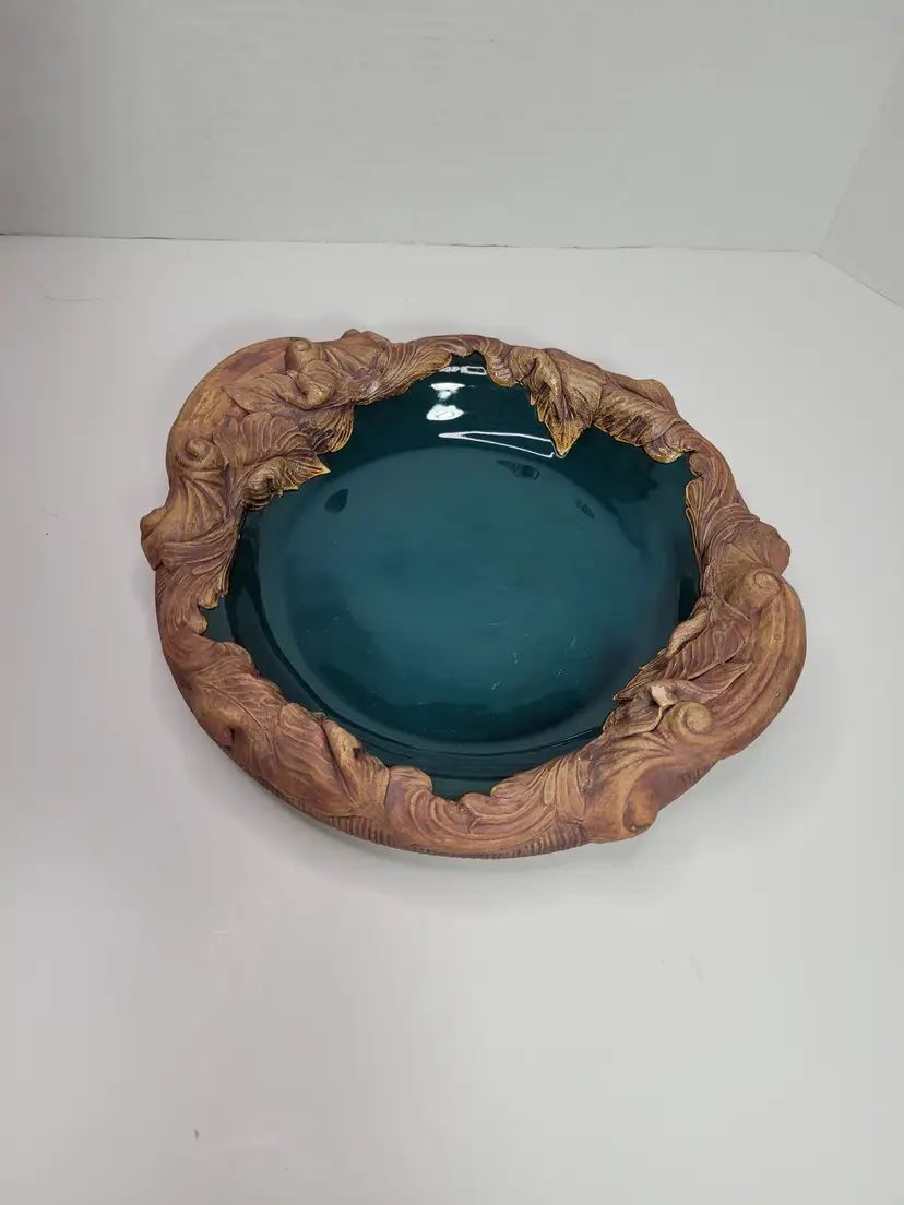Terra Firma Vintage 1996 Signed Bluegreen Handmade Earthenware Pottery Bowl