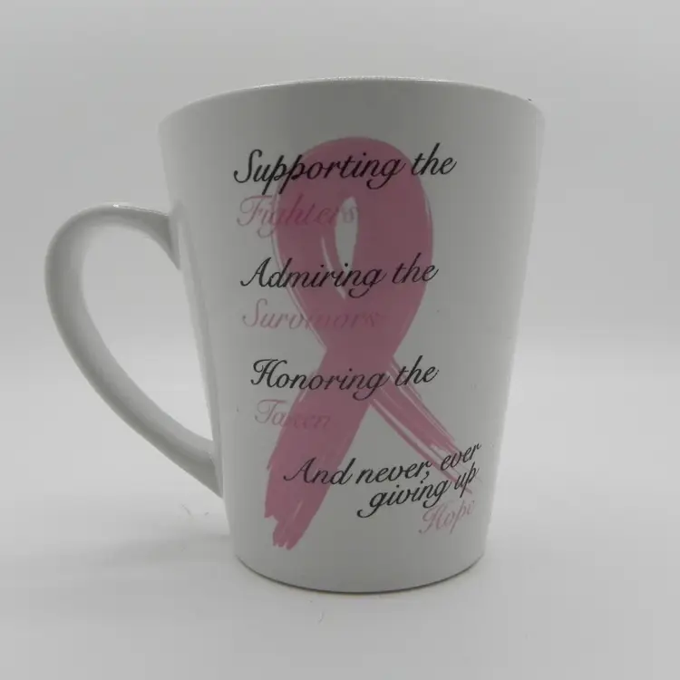 Pink Ribbon Breast Cancer Awareness Mug Ceramic Coffee Tea Cup Hope Support