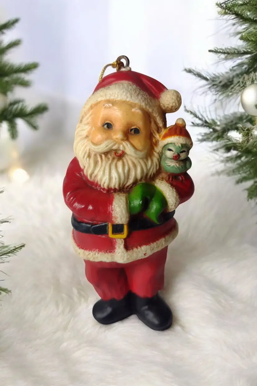 Hallmark Merry Miniatures Santa Bird Ornament Christmas Vintage 70s Holiday