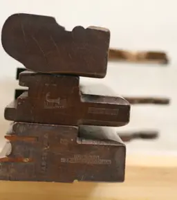 Lot of 3 vintage Wooden Planes: Tongue, Round and Corner Bead