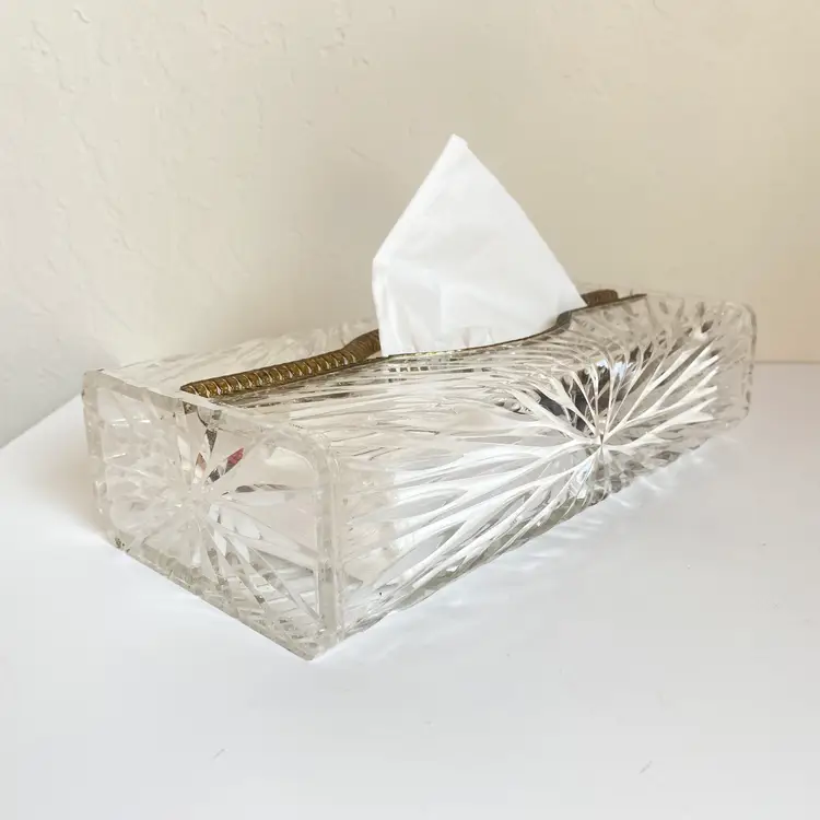 Vintage Wilardy Lucite and Brass Starburst Tissue Box