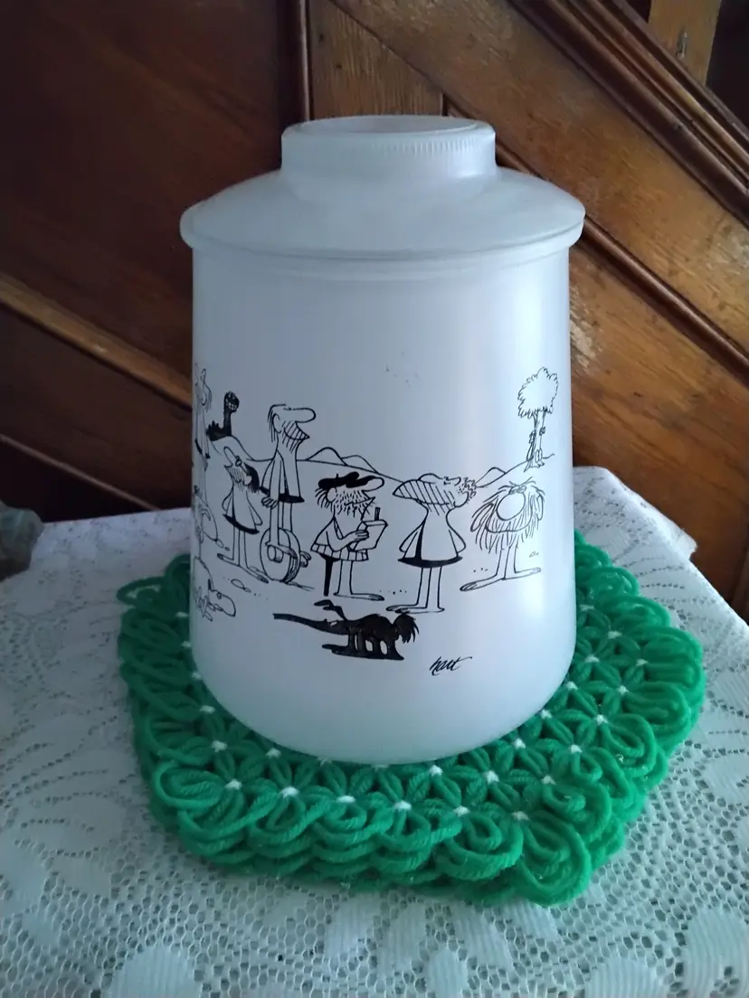 Vintage Frosted BC Mid Century Caveman Cookie Jar Featuring Johnny Hart