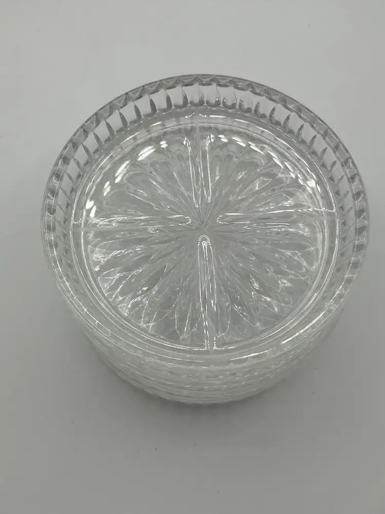 Vintage 80s Princess House Royal Highlights 24% Lead Crystal Coasters Four 3.5”