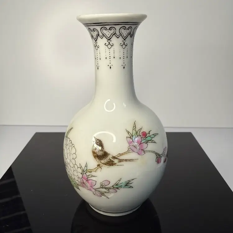Vintage Chinese Rose Porcelain Mini Vase 4”